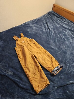 Vintage Carhartt Flannel Lined Bib Overalls Baby Size 3T Brown
