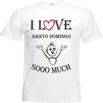 T-Shirt I Love Santo Domingo für Damen Herren und Kinder ... in der Farbe Weiss