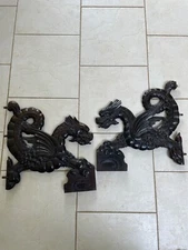 18th Century Carved Oak Griffin CARYATIDS Panels Carvings