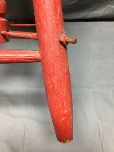 Antique Shabby Country Red Vintage Stool Planter Stand Old Chic 496-22B - Picture 10 of 12