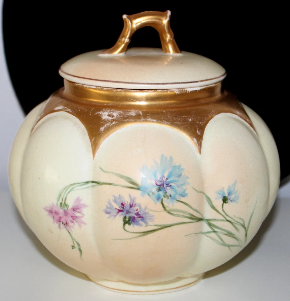 汉普郡陶器罐金镀金装饰盖基恩,新罕布什尔州古董 — 第 2/4 张图片