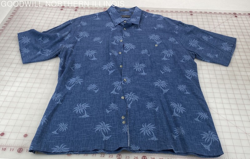 Men's Van Heusen Palm Tress AOP Short Sleeve Button Up Size L