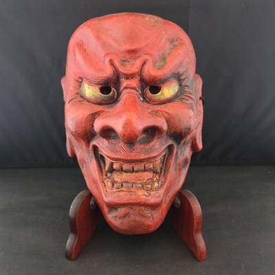 Alte Japanische Keramik Maske Kagura ONI Tengu Noh Maske Vintage Original