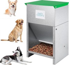 Galvanized Green Metal Dog Feeder Pet Food Station for Indoor  Outdoor Use
