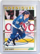 NHL-SIGNED AUTOGRAPH HOCKEY CARD-JOE SAKIC-QUEBEC NORDIQUES-SHIP WORLDWIDE