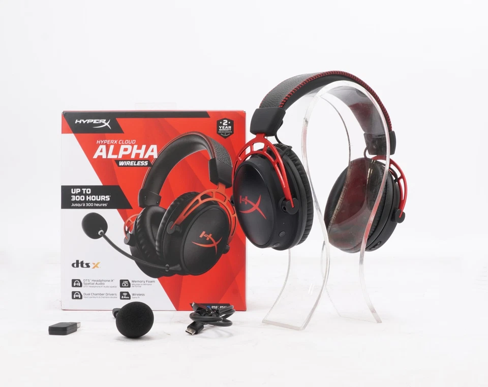 HyperX Cloud Alpha Wirless Gaming Headset for PC 300hr 2.4GHz Red