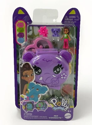 Polly Pocket Pet Connects JBC19 Elefant Violett Tragbares Puppenhaus Spielzeug - Bild 1 von 4