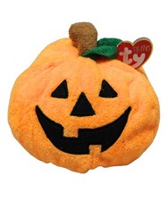 Ty Pluffies - Plumpkin the Orange Pumpkin, Halloween, MWMT Stuffed Animal Toy