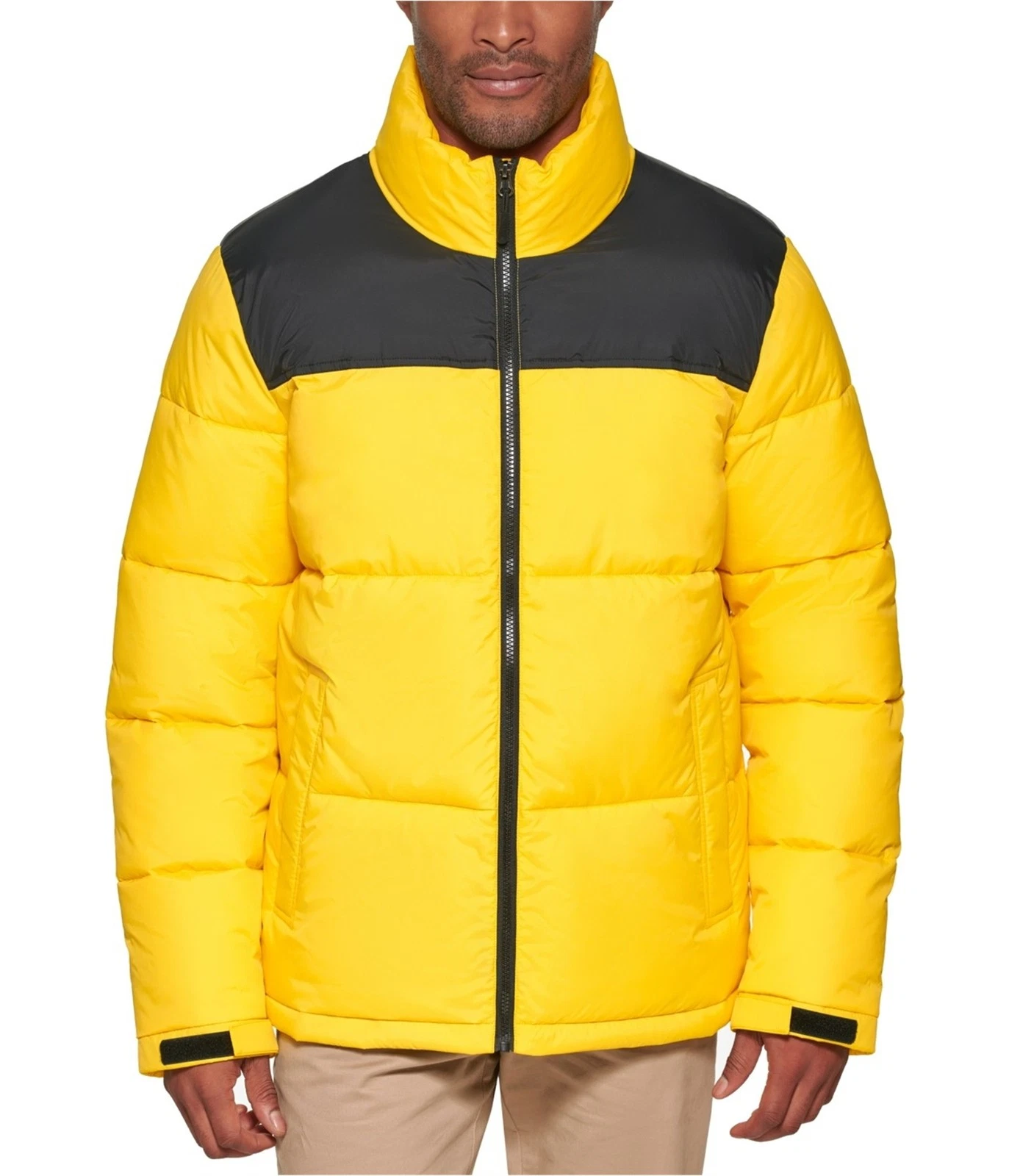 Club Room Mens Colorblocked Quilted Jacket, Black, Small