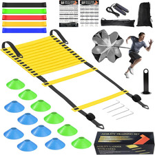 Speed Agility Training Equipment Set, Agility Ladder 20Ft, 12 Football Cones, Re