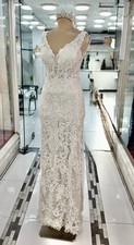 Custom handmade bridal gown with crystal stone embellishments