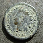 OLD COIN UNITED STATES OF AMERICA 1 CENT 1864 INDIAN HEAD PENNY W/ SHIELD
