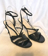 Nine West Black Patent Heeled Sandals 7.5M New (H