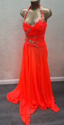 Ballkleid Kleid Größe 12 Cassandra Stone by Mac Duggai neon orange Maxi lang