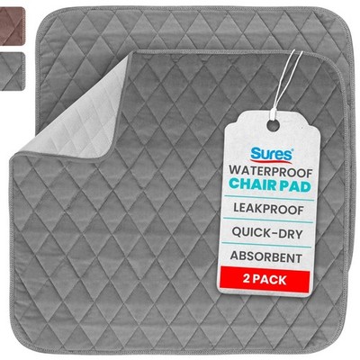 Sures Waterproof Chair Pads for Incontinence (22'' x 21'') - 2 Pack, Gray