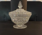 Vintage Anchor Hocking Wexford Clear Glass Lidded Candy Dish