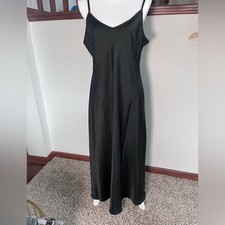 Taylor Black Satin Slip Dress and Metallic Cropped Sweater Set XL NEW
