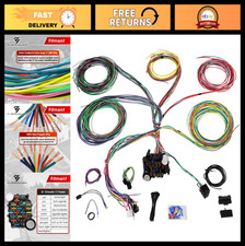 Universal 21 Circuit Wiring Harness Kit - 17 Fuses, Complete Auto Electrical Sys