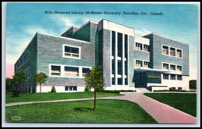 Postcard Mills Memorial Library, McMaster University, Hamilton, Ont.,    G107