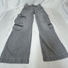 Aeropostale Woman  s XS Mid Rise Wide Leg Cargo Pants Gray Wash Gorpcore Y2K
