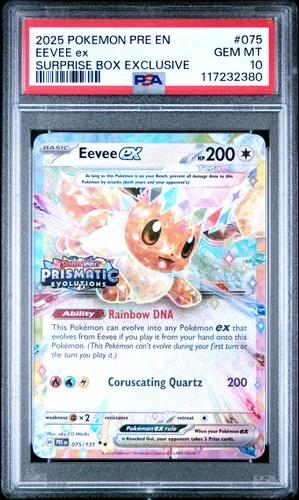 2025 POKEMON PRE EN-PRISMATIC EVOLUTIONS SURPRISE BOX EXCLUSIVE EEVEE EX PSA 10