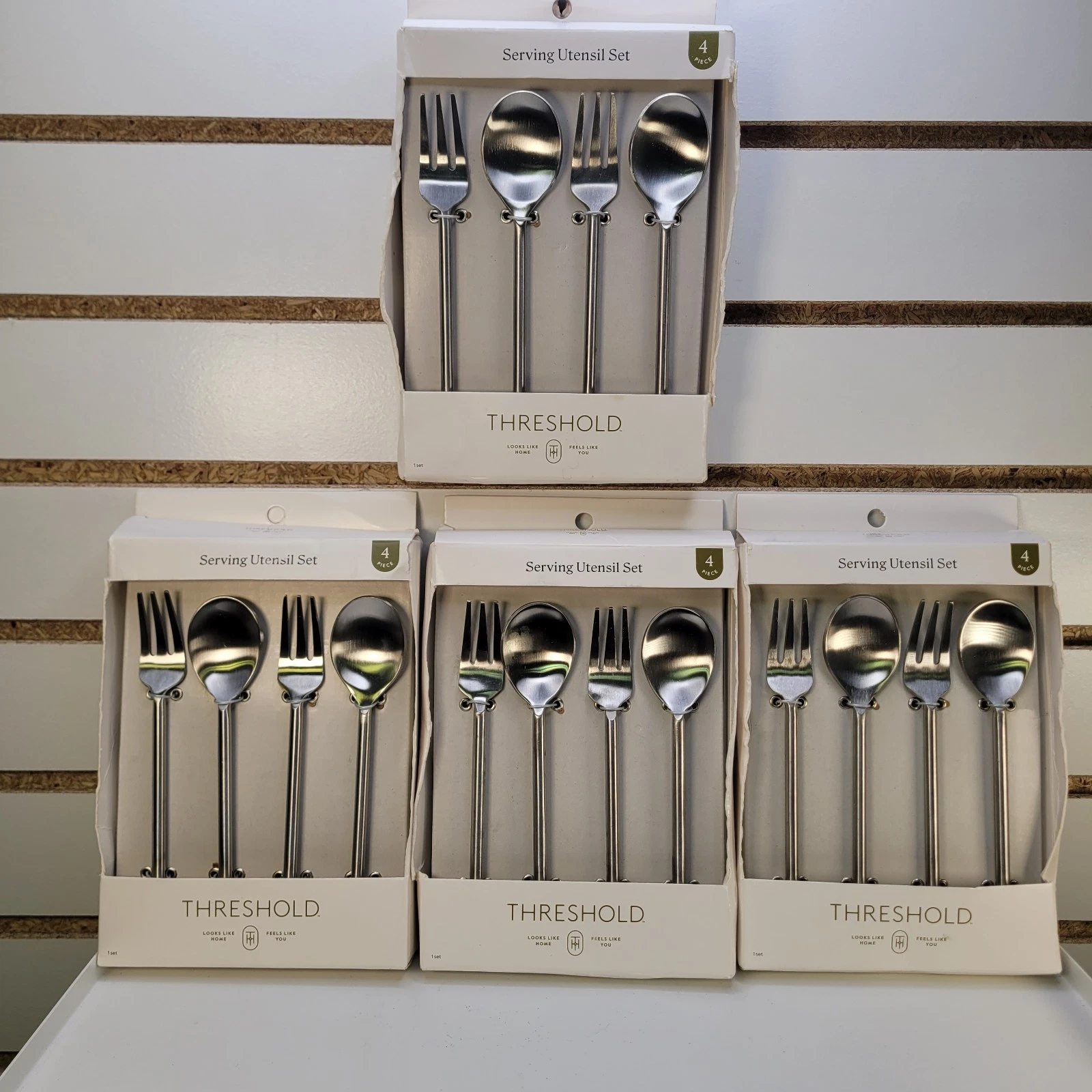 Threshold Serving Utensil Set 16pc Stainless Steel Shell Handle Silver Brushed