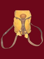 Dooney & Bourke Vintage Tan Nubuck Leather Drawstring Fringe Backpack USA Made