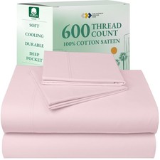 CALIFORNIA DESIGN DEN 5-Star Hotel 600TC 100 Cotton Sheets Set, Queen, Blush Pi