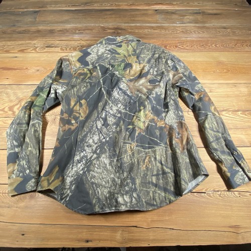 VTG Mossy Oak Camo Button Up Long Sleeve Heavy Gauge Shirt Youth Large - Picture 4 of 10