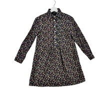 Polo Ralph Lauren Shirt Dress Girls 14 Navy Floral Corduroy Pintuck Long Sleeve