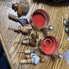 Lot Of 8 Vintage Italian Folk Art Carved Wooden Bottle Stoppers — photo 1
