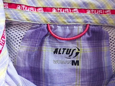 Altus Damen Bluse Kurzarm Kragen Knopfleiste kariert lila/weiß/gelb Gr M - Bild 1 von 4