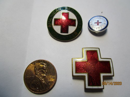vintage red cross pins 3- pins set/ very nice !