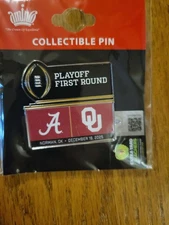 2025 Playoff 1st Round CFP Alabama Crimson Tide Oklahoma Sooners Game Lapel Pin