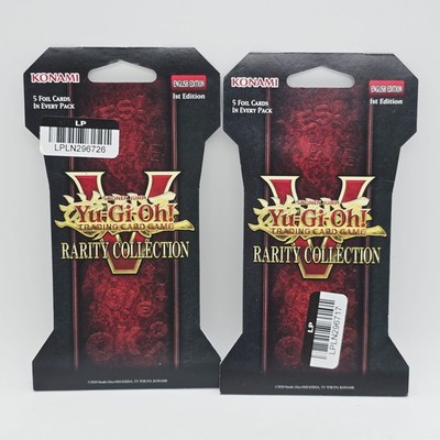 Lot Of 2 Yugioh Rarity Collection 5 (V) Sleeved Booster Pack 5 Foil Cards Each 