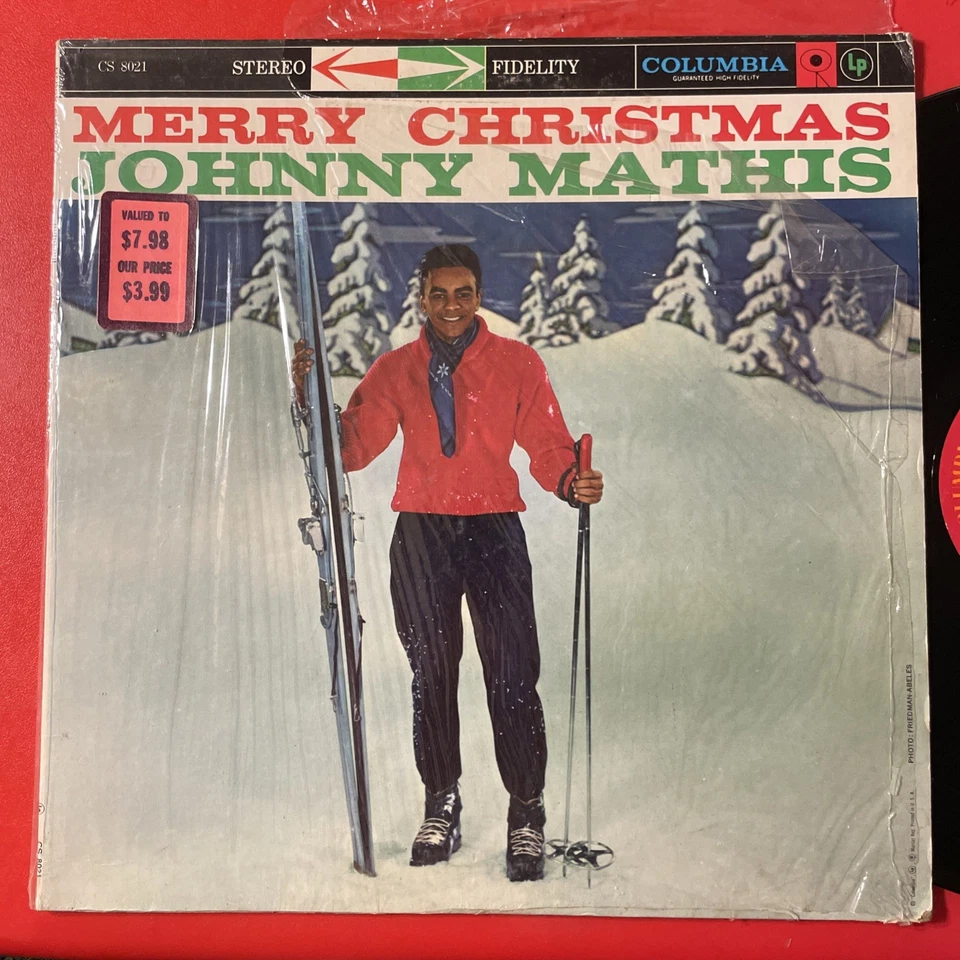 Johnny Mathis Merry Christmas LP Columbia 70’s Press Holiday + Shrink GD - Image 2 of 4
