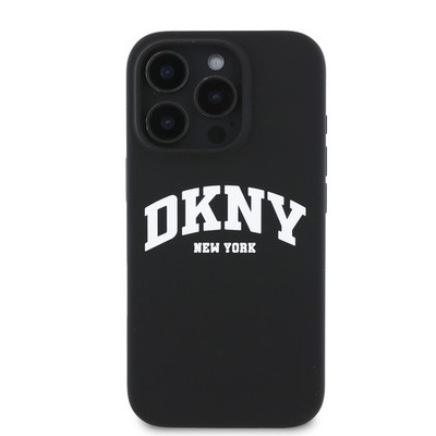 DKNY Liquid Silicone Hülle für iPhone 16 Pro Max Schwarz MagSafe