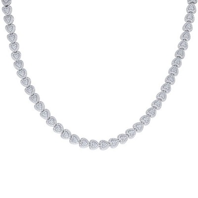 925 Sterlingsilber Moissanit individuell 7 mm Heiligenschein Herz Gliederkette | 16'' bis 20''