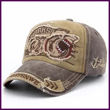 CNTANG Men Baseball Cap Cotton Fashion Shark Embroidery Casual Visor Hat For