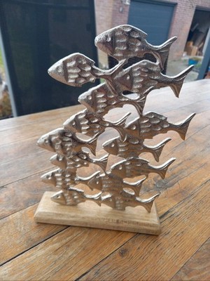 Deko Aufsteller Fische Holz Metall BOLTZE Maritim Mangoholz