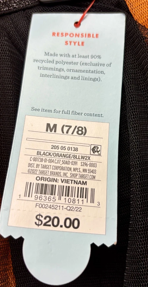 Disfraz Infantil Falda Malla Naranja Negro Halloween Animadora, Talla M (7-8), Nuevo Foto 2 de 4