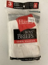 Hanes Boys Briefs 100  Cotton Preshrunk White 3Pack Size 6 2003 VTG