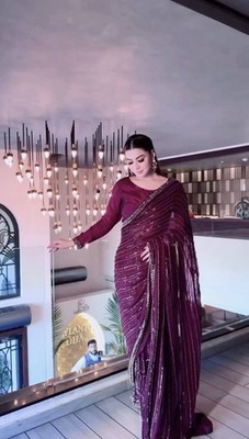 Bollywood Style Kasturi Silk Wine Saree With Blouse For Wedding & Party Wear