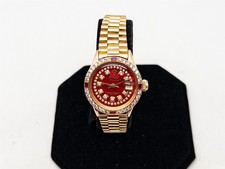 $30K ROLEX PRESIDENT RED MOP 2ct VS G Diamond RUBY 18k Yellow Gold Ladies Watch