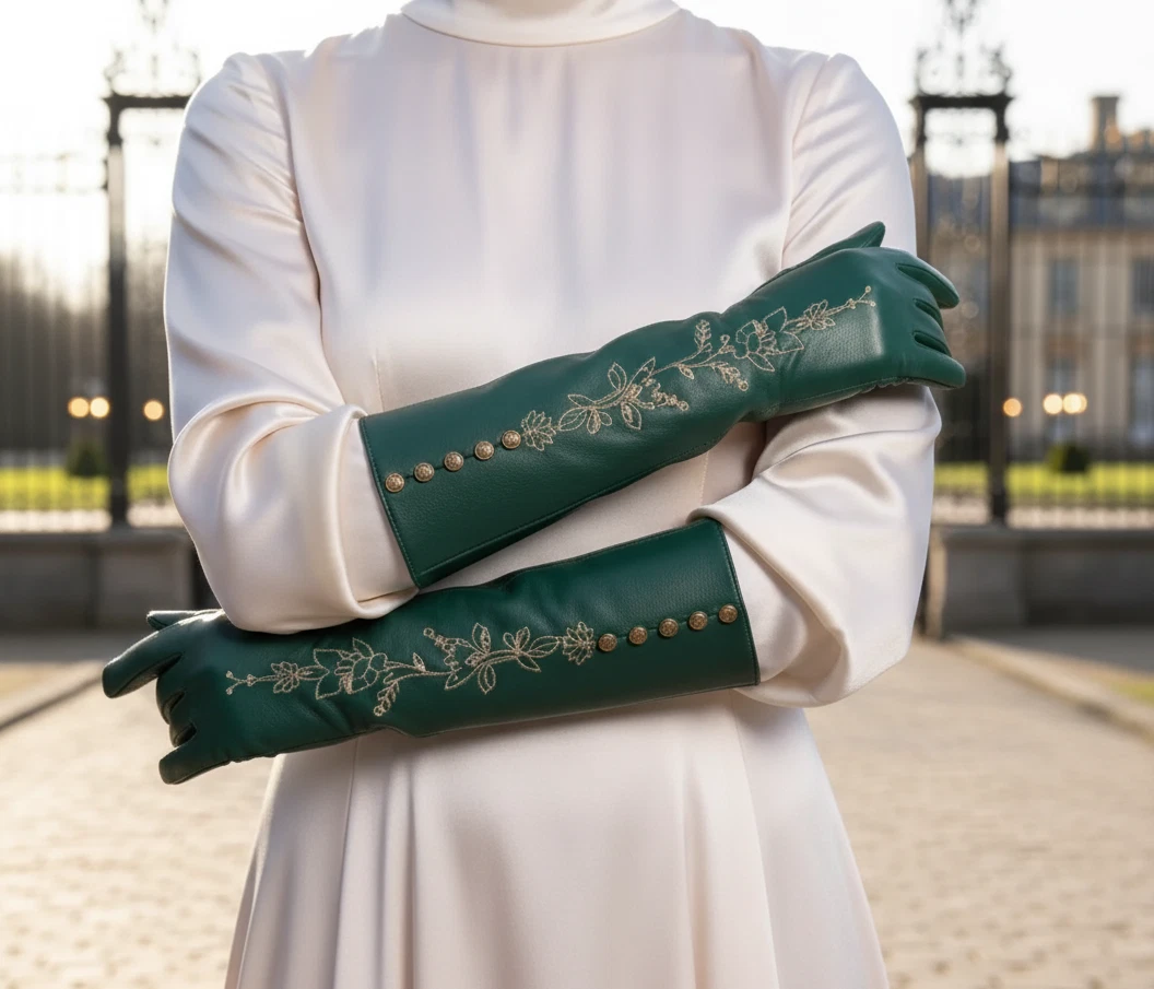 Women’s Long Sheep Leather Embroidered Gloves for Formal Events
Opens in a new window or tab