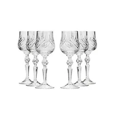 Neman Glassworks, 8oz Russian Crystal Wine Glasses, Goblets on a Stem Set of 6