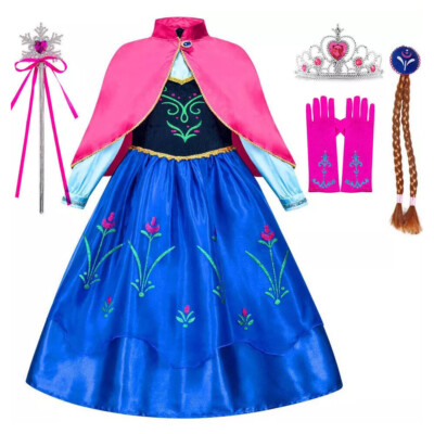 Anna Frozen Kinder Mädchen Party Kleid Cosplay-Kostüm Girl Book Week SnowQueen.