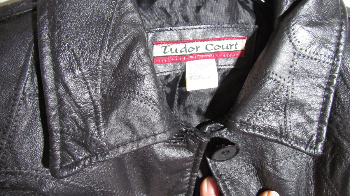 Tudor Court by Haband Black Patchwork Leather Jacket Size Tudor Court by Haband Black Patchwork Leather Jacket Size