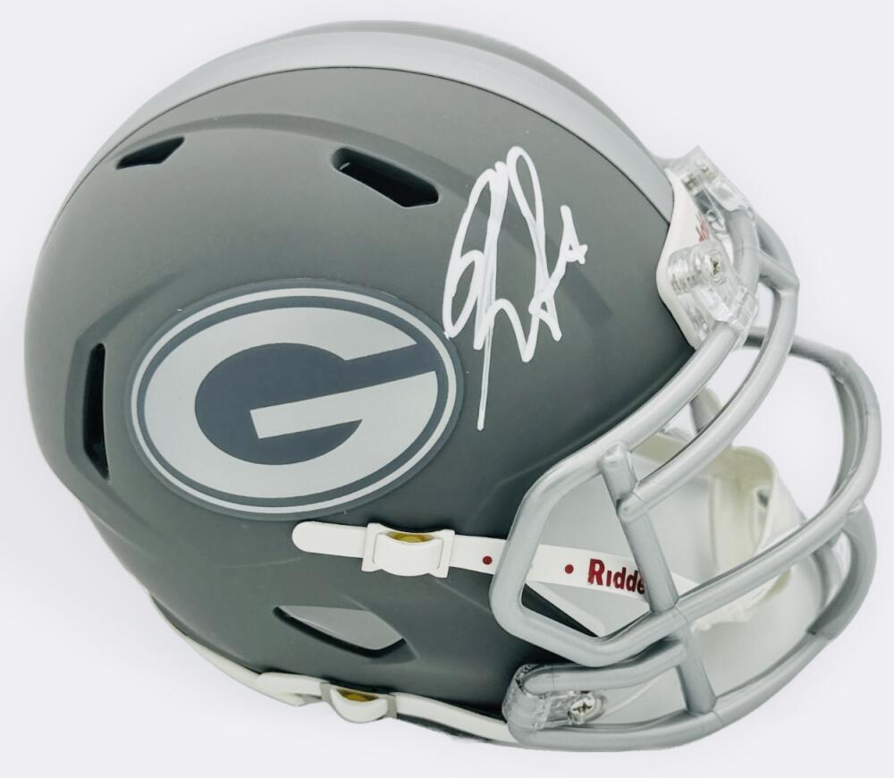 KIRBY SMART SIGNED GEORGIA BULLDOGS SLATE FOOTBALL MINI HELMET AUTOGRAPH  BAS K40