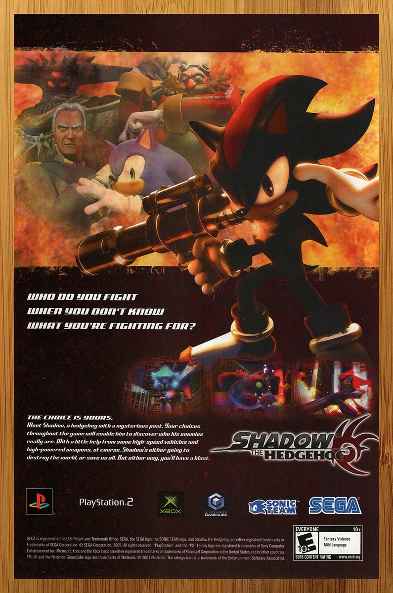 2005 Shadow the Hedgehog Gamecube PS2 Xbox Print Ad/Poster